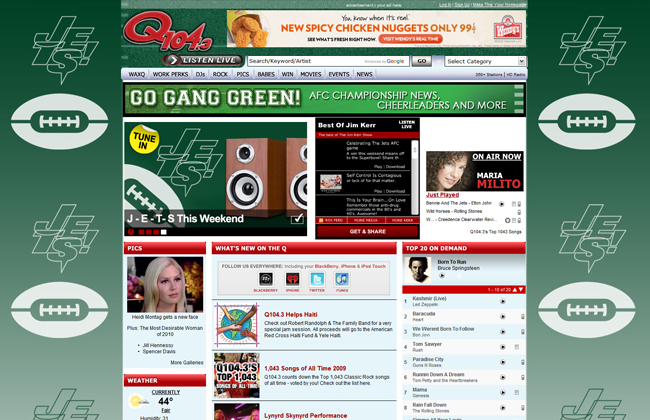 Jets themed site design
