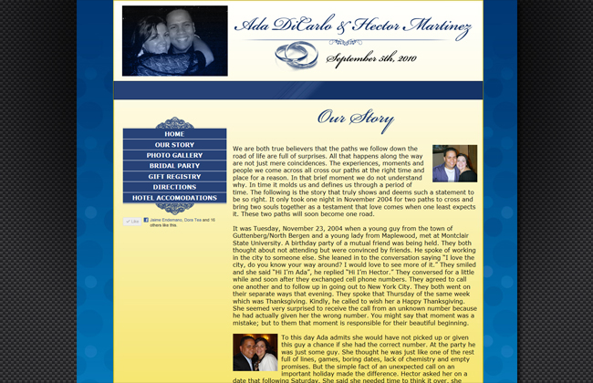 Designed and built a wedding website - adaandhector.com